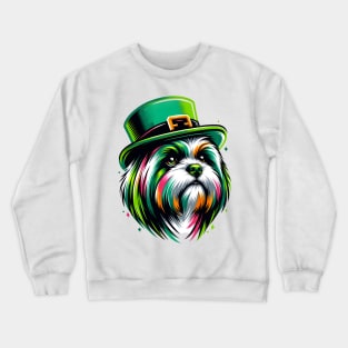 Lhasa Apso Celebrates Saint Patrick's Day Festively Crewneck Sweatshirt